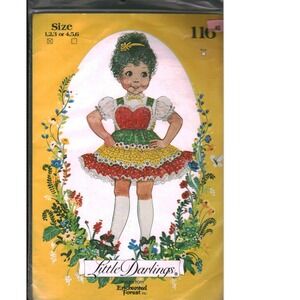 Vintage Little Darlings 116 Sewing Pattern Girls Ruffle Heart Dress Size 1 2 3